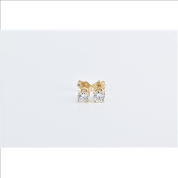 14K 0.59 Ctw Round Diamond Solitaire Stud Yellow Gold Earrings