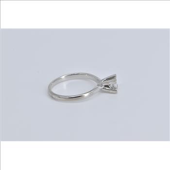 14K 0.60 Ct Princess Natural Diamond Engagement White Gold Ring, Size 7