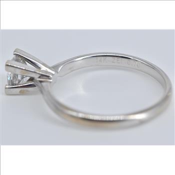 14K 0.60 Ct Princess Natural Diamond Engagement White Gold Ring, Size 7
