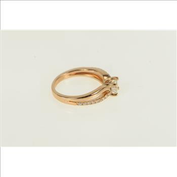 14K 0.60 Ctw Diamond Classic Engagement Rose Gold Ring, Size 5.5