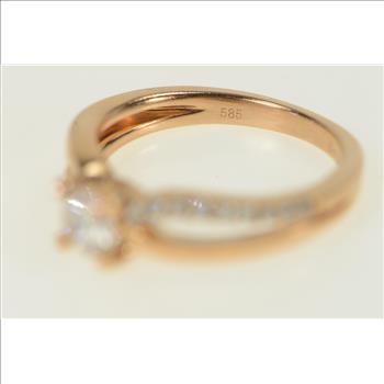14K 0.60 Ctw Diamond Classic Engagement Rose Gold Ring, Size 5.5