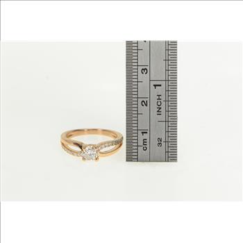 14K 0.60 Ctw Diamond Classic Engagement Rose Gold Ring, Size 5.5