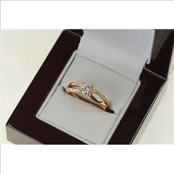 14K 0.60 Ctw Diamond Classic Engagement Rose Gold Ring, Size 5.5