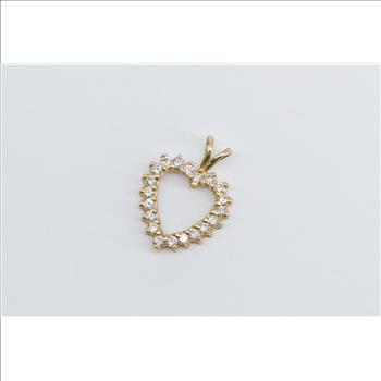 14K 0.60 Ctw Diamond Love Classic Heart Symbol Yellow Gold Pendant