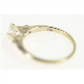 14K 0.60 Ctw Diamond Oval Cathedral Engagement White Gold Ring, Size 7