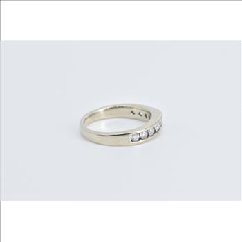 14K 0.60 Ctw Natural Diamond Curved Wedding Band White Gold Ring, Size 6