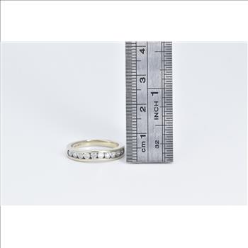 14K 0.60 Ctw Natural Diamond Curved Wedding Band White Gold Ring, Size 6