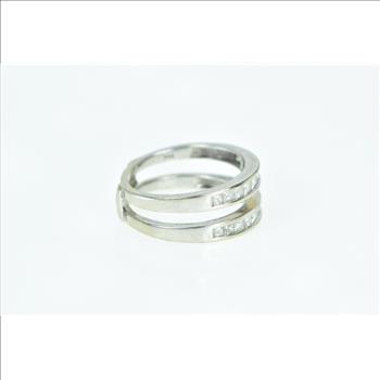 14K 0.60 Ctw Princess Diamond Wrap Wedding Band White Gold Ring, Size 8
