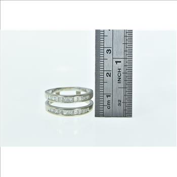 14K 0.60 Ctw Princess Diamond Wrap Wedding Band White Gold Ring, Size 8