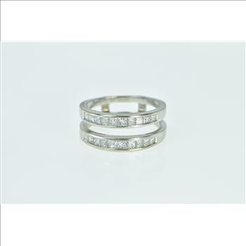 14K 0.60 Ctw Princess Diamond Wrap Wedding Band White Gold Ring, Size 8
