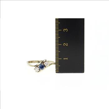 14K 0.60 Ctw Sapphire Diamond Bypass Engagement White Gold Ring, Size 8