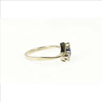 14K 0.60 Ctw Sapphire Diamond Bypass Engagement White Gold Ring, Size 8