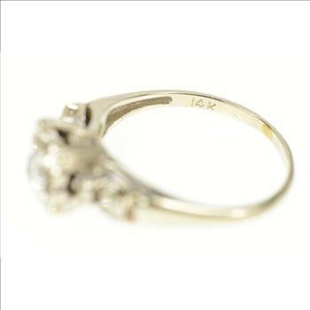 14K 0.61 Ctw 1940's Classic Diamond Engagement White Gold Ring, Size 7.5