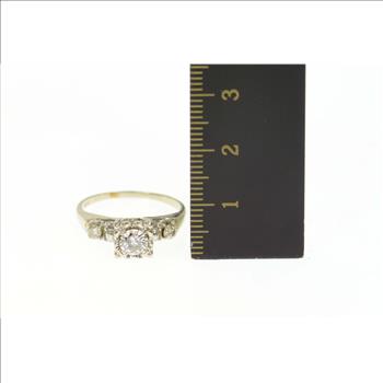 14K 0.61 Ctw 1940's Classic Diamond Engagement White Gold Ring, Size 7.5