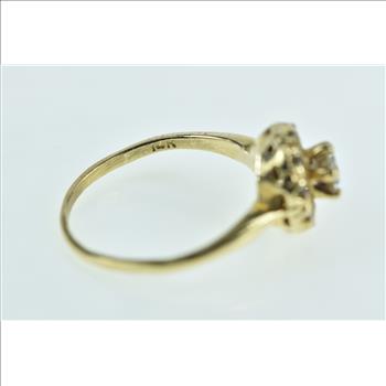 14K 0.61 Ctw Diamond Halo Engagement Yellow Gold Ring, Size 7.5