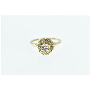 14K 0.61 Ctw Diamond Halo Engagement Yellow Gold Ring, Size 7.5