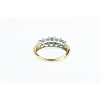 14K 0.63 Ctw 1950's Emerald Diamond Classic Yellow Gold Ring, Size 5.75