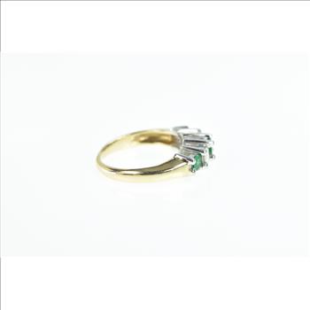14K 0.63 Ctw 1950's Emerald Diamond Classic Yellow Gold Ring, Size 5.75