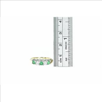 14K 0.63 Ctw 1950's Emerald Diamond Classic Yellow Gold Ring, Size 5.75