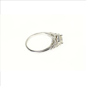 14K 0.63 Ctw Diamond Flower Halo Engagement White Gold Ring, Size 7