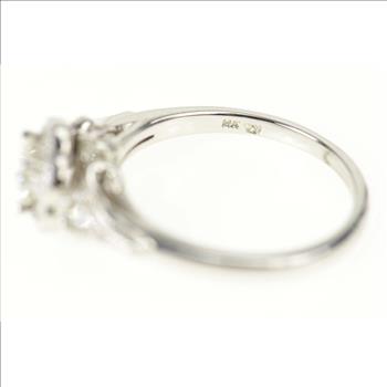 14K 0.63 Ctw Diamond Flower Halo Engagement White Gold Ring, Size 7