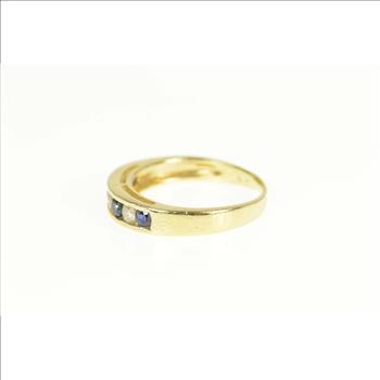 14K 0.63 Ctw Sapphire Diamond Wedding Band Yellow Gold Ring, Size 6.25
