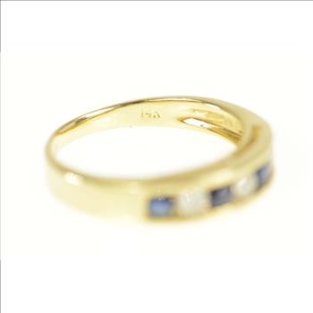 14K 0.63 Ctw Sapphire Diamond Wedding Band Yellow Gold Ring, Size 6.25