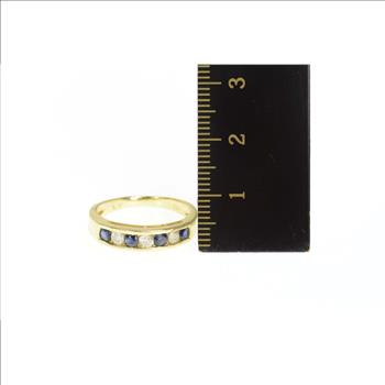 14K 0.63 Ctw Sapphire Diamond Wedding Band Yellow Gold Ring, Size 6.25