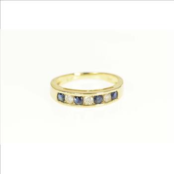14K 0.63 Ctw Sapphire Diamond Wedding Band Yellow Gold Ring, Size 6.25