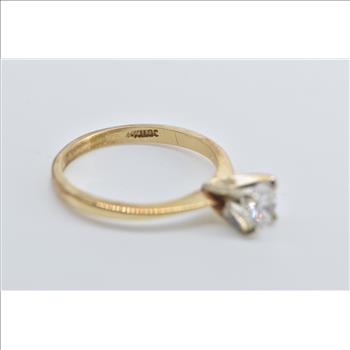 14K 0.64 Ct Natural Diamond Solitaire Engagement Yellow Gold Ring, Size 5.75