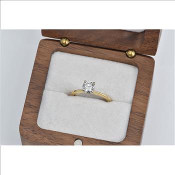14K 0.64 Ct Natural Diamond Solitaire Engagement Yellow Gold Ring, Size 5.75