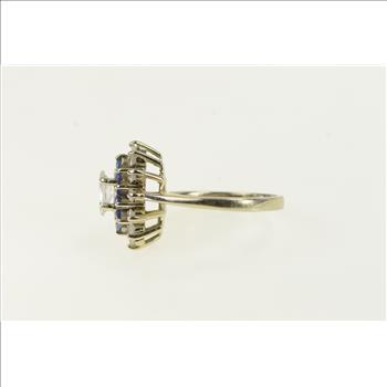 14K 0.65 Ctw Marquise Sapphire Diamond Halo White Gold Ring, Size 5