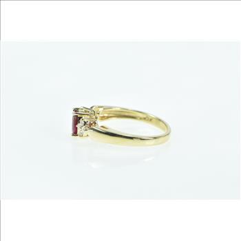 14K 0.65 Ctw Natural Ruby Diamond Engagement Yellow Gold Ring, Size 7.75