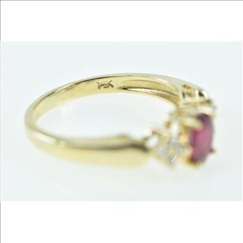 14K 0.65 Ctw Natural Ruby Diamond Engagement Yellow Gold Ring, Size 7.75