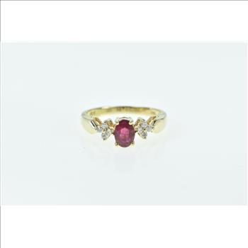 14K 0.65 Ctw Natural Ruby Diamond Engagement Yellow Gold Ring, Size 7.75