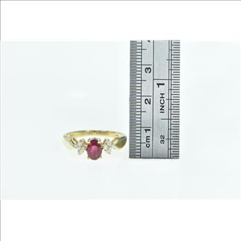 14K 0.65 Ctw Natural Ruby Diamond Engagement Yellow Gold Ring, Size 7.75