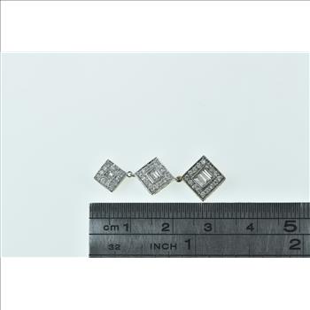 14K 0.66 Ctw Diamond Tiered Square Drop White Gold Pendant