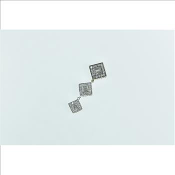 14K 0.66 Ctw Diamond Tiered Square Drop White Gold Pendant