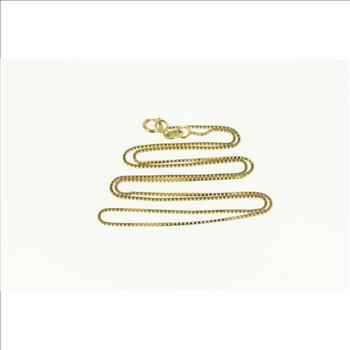 14K 0.6mm Square Classic Box Chain Link Vintage Yellow Gold Necklace 16