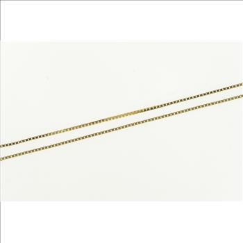 14K 0.6mm Square Classic Box Chain Link Vintage Yellow Gold Necklace 16