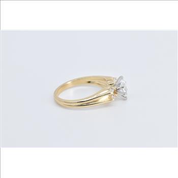 14K 0.70 Ctw Marquise Diamond Engagement Yellow Gold Ring, Size 6.25