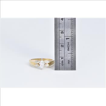 14K 0.70 Ctw Marquise Diamond Engagement Yellow Gold Ring, Size 6.25