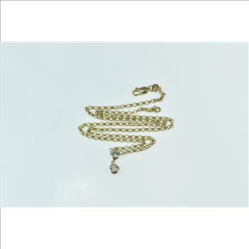 14K 0.72 Ctw Diamond Bezel Dangle Chain Yellow Gold Necklace 17