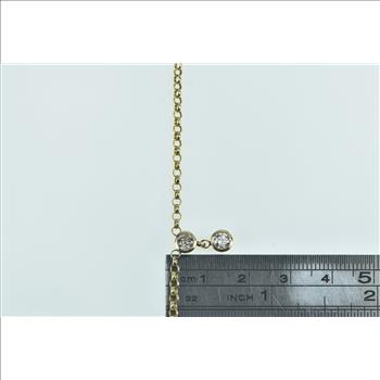 14K 0.72 Ctw Diamond Bezel Dangle Chain Yellow Gold Necklace 17