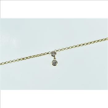14K 0.72 Ctw Diamond Bezel Dangle Chain Yellow Gold Necklace 17