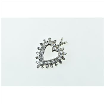 14K 0.72 Ctw Diamond Heart Cluster Love Symbol White Gold Pendant