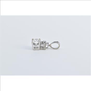 14K 0.73 Ctw Natural Diamond Flower Accent White Gold Pendant