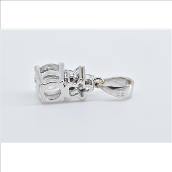 14K 0.73 Ctw Natural Diamond Flower Accent White Gold Pendant