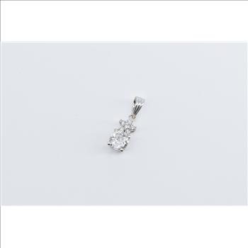 14K 0.73 Ctw Natural Diamond Flower Accent White Gold Pendant