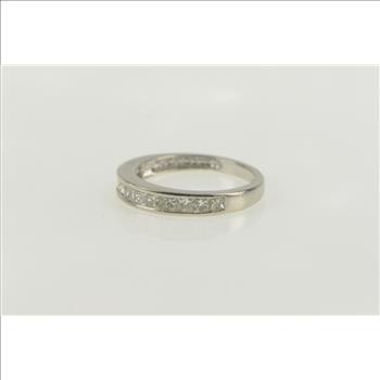 14K 0.75 Ct Princess Cut Diamond Wedding Band White Gold Ring, Size 4